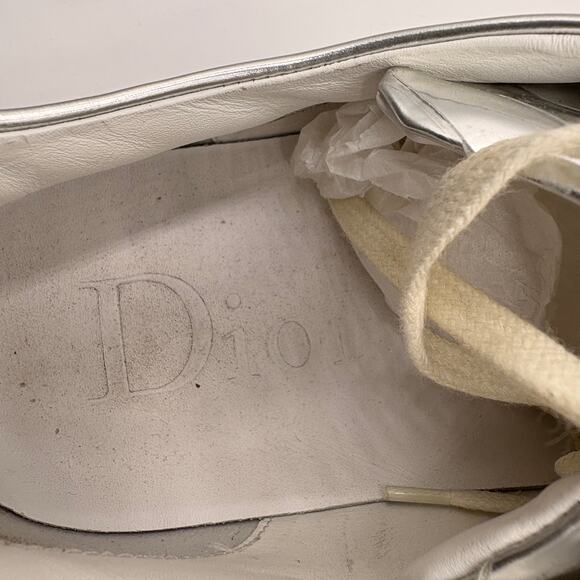 DIOR Metallic Low Top Sneakers Silver Sz 43.5/US 10.5 $510 - Picture 9 of 16